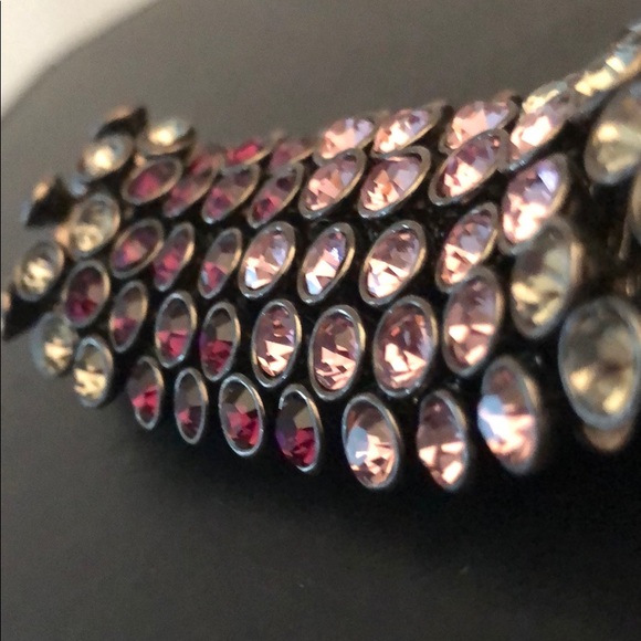 GUNMETAL & BEZEL CRYSTAL ELASTIC BRACELET - Picture 8 of 9